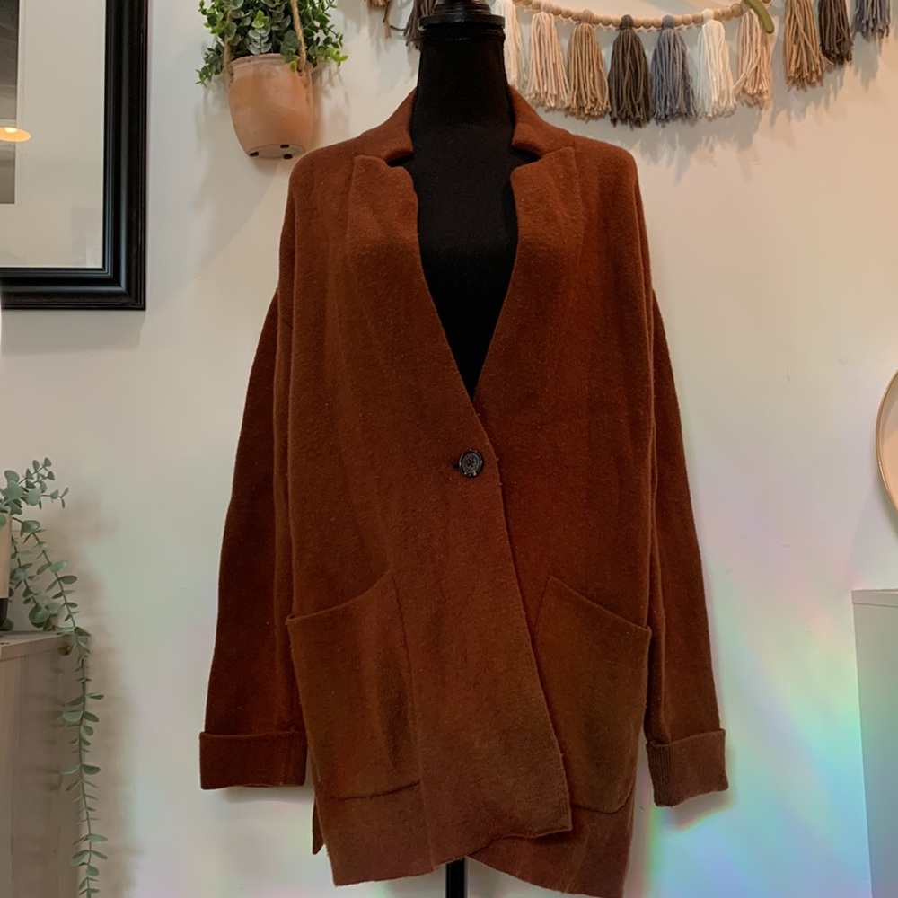 Talbots Single Button Wool Blend Rust Cardigan - image 2